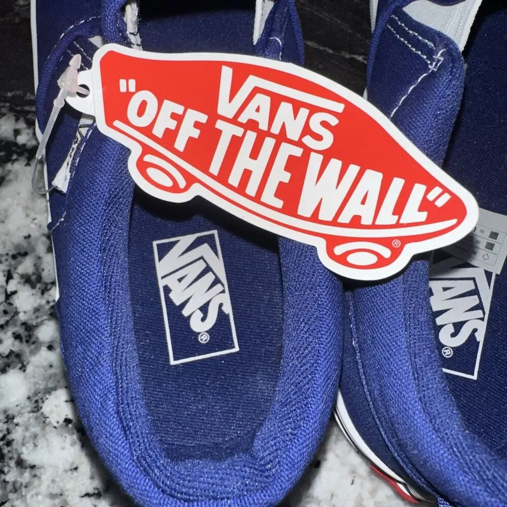 NEW Vans Asher OTW Sidewall Blue White Slip On Skate Shoes Size 5.5